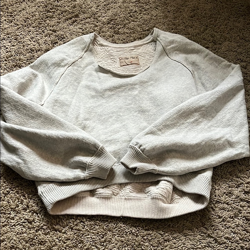 We The Free Light Gray Textured Top